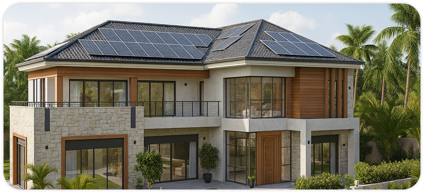 Maison avec panneaux solaires